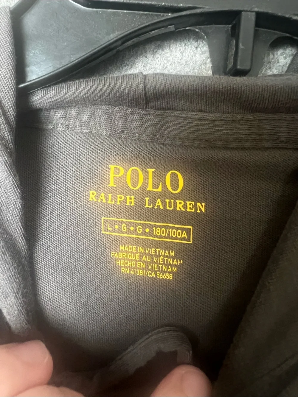 Polo by Ralph Lauren Men's Large Gray Long-Sleeve lightweight Hooded Tee